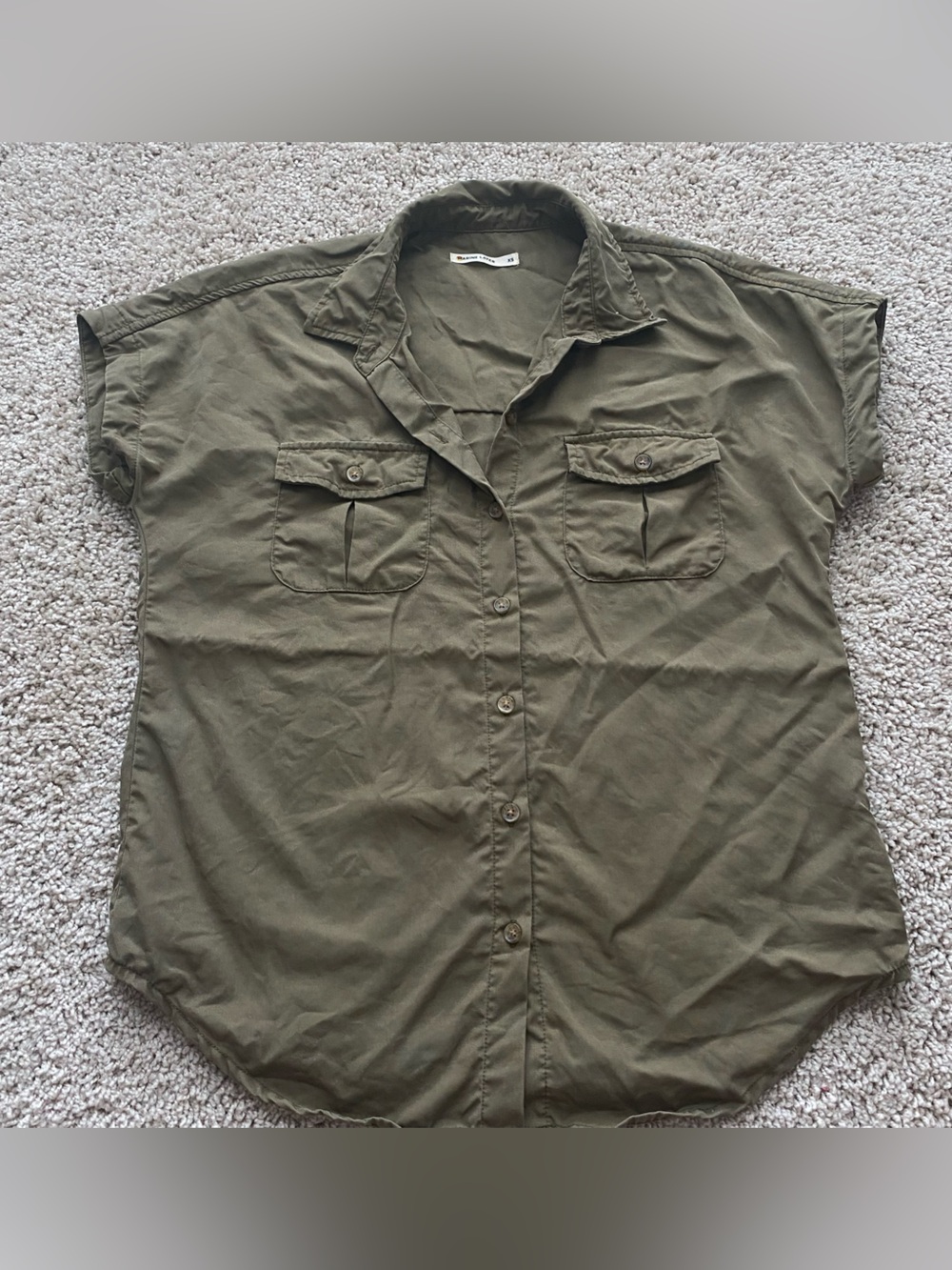 Marine Layer Dana Utility XS Shirt Military Olive Lightweight Lyocell Coquette